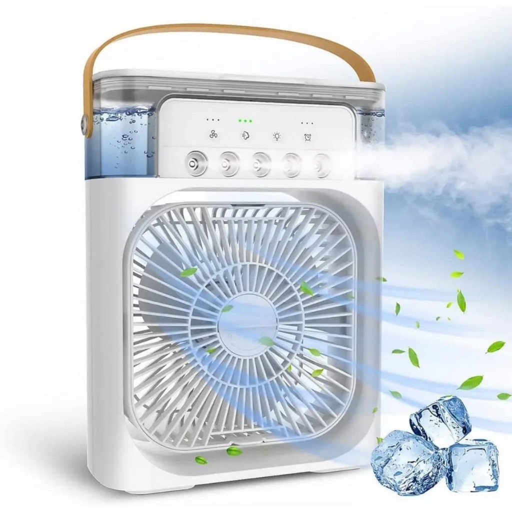 Refrigerador De Ar Ventilador Umidificador Portátil Com Led Reservatório De Água Led Usb