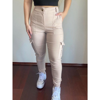 Calça feminino cargo jogger moletom elástico na cintura elegante em  Promoção na Americanas