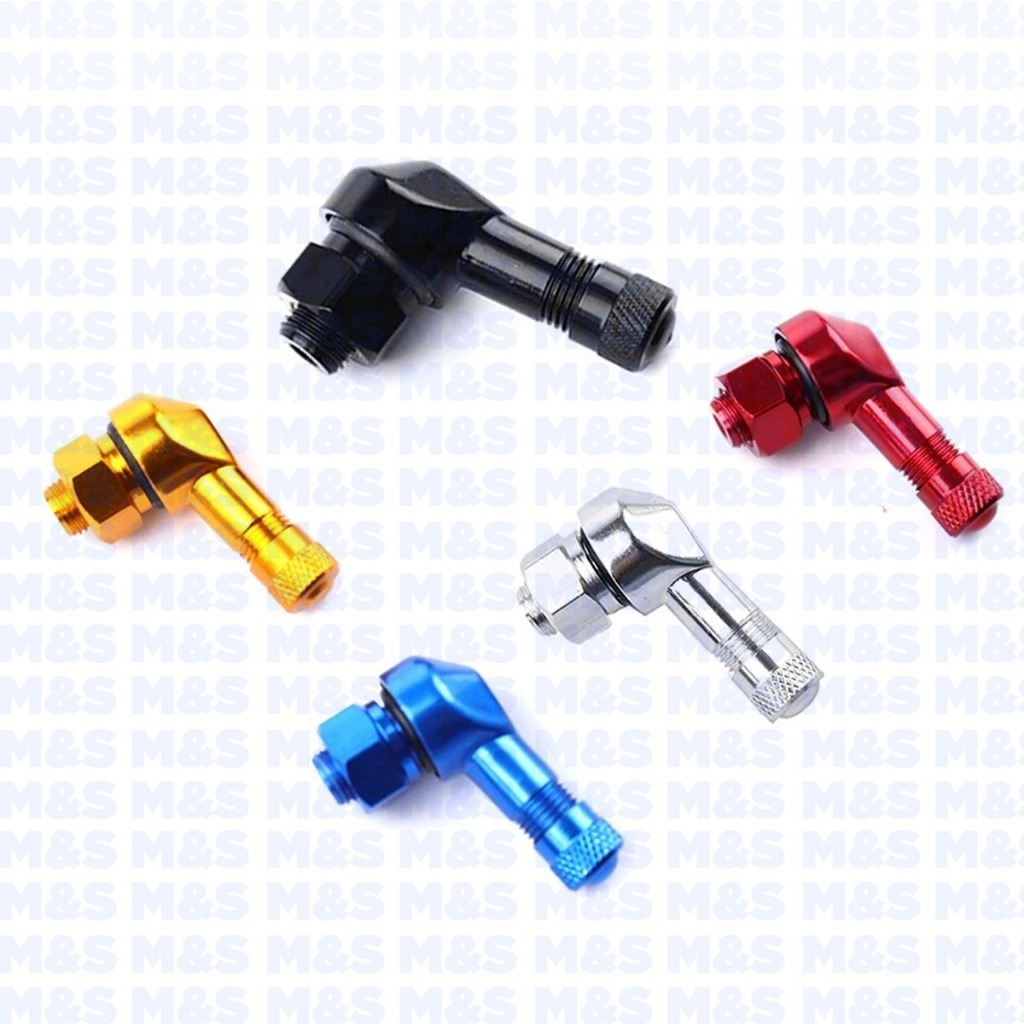 Válvula Bico Pneu Ar De Moto Esportivo 90 Graus - Par - Diversas Cores