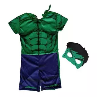Fantasia Hulk criança Vingadores Heróis Com Máscara-Envio Imediato
