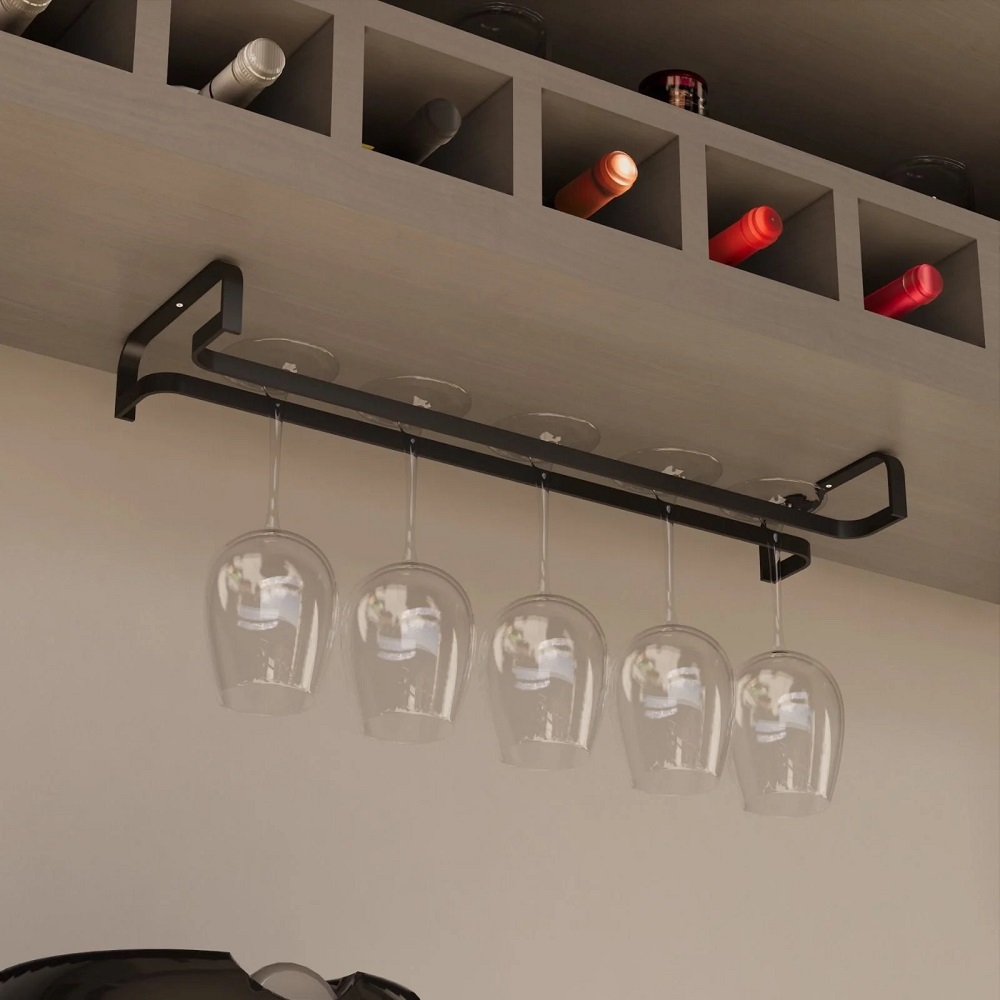 Porta Taças Suspenso Para Prateleira 80cm Suporte Reforçado