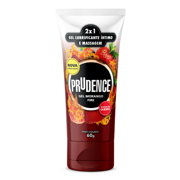 Gel Lubrificante Íntimo e Massagem Sabor Morango Fire 60g Prudence