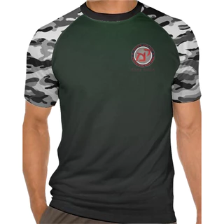 Camiseta Krav Maga Raglam Camuflada Unisex Militar Academia Lutador Pratica Artes Marciais Exército Israel