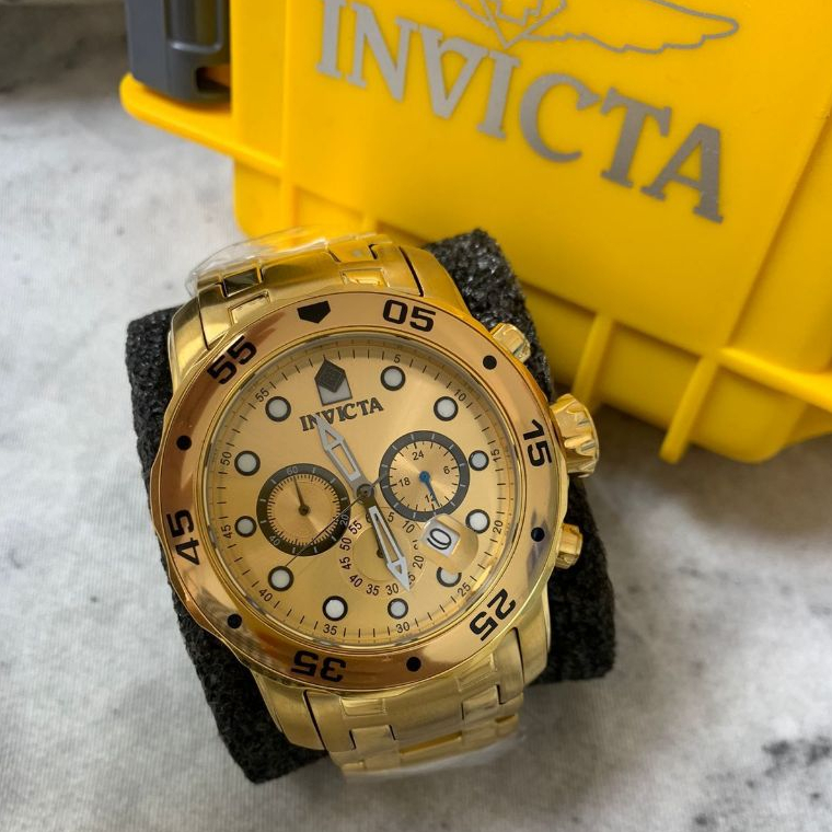 Relógio Invicta Pro Diver Scuba 0072 Preto Gold 18k Original | Shopee ...