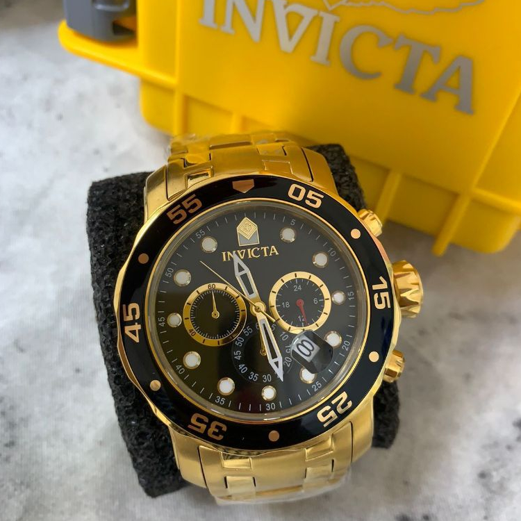 Relógio Invicta Pro Diver Scuba 0072 Preto Gold 18k Original | Shopee ...
