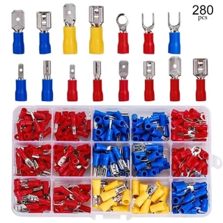 280 Pçs Conjunto De Terminal Elétrico Isolados Variados/Vermelho/Azul/Amarelo Com Caixa