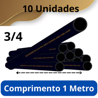 Kit 10 Unidades Conduite Eletroduto de Sobrepor 3/4 Polegadas Barra 1 Metro Pvc Anti-Chamas