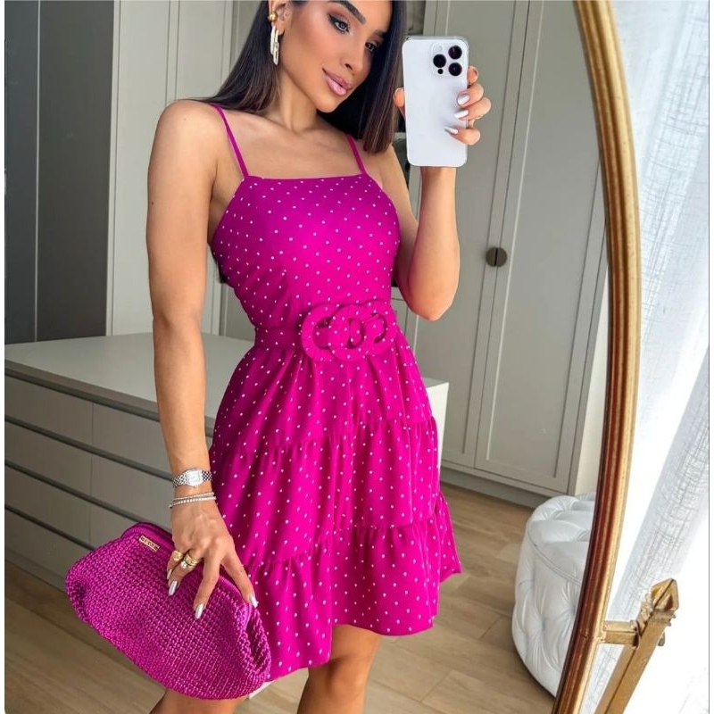 vestido curto feminina com alça e cinto