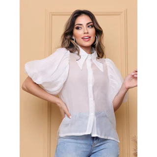 Camisa feminina manga princesa bufante