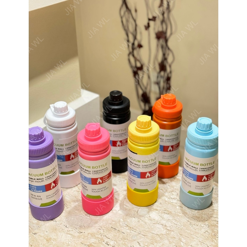 Garrafa esportiva térmica de aço inoxidável 600/800/1000ml •Novo copo exclusivo• W-1