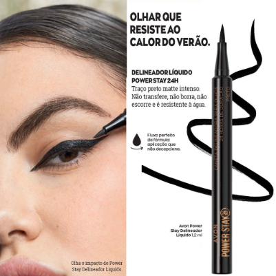 Caneta Delineadora Power Stay Preto Avon Shopee Brasil