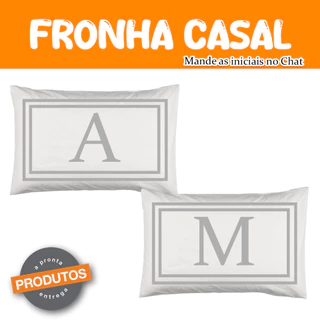 Kit 2 Fronhas de Travesseiro Casal Iniciais Personalizada - Fronha Letras Iniciais - Kit Casal