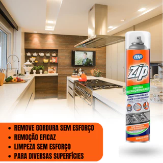 Espuma Desengordurante Zip 300ML Limpa Forno, Fogão, Pia ,Exaustor, Coifa Limpeza Profunda