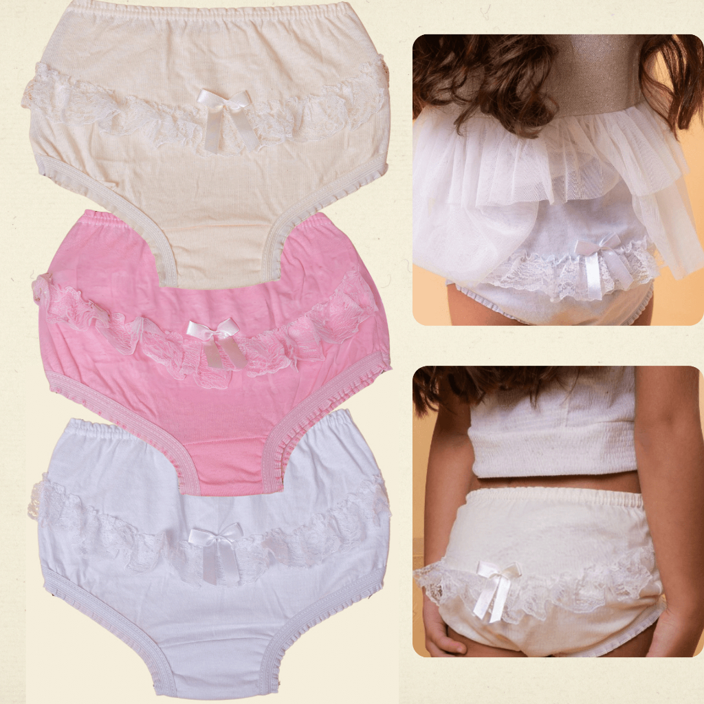 Diaper Cover Baby Bloomers Cloth Lace Ruffle Toddler Girls Panties 4-Pack  Rumba