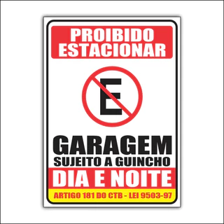 Placa De Alerta Proibido Estacionar 18cm x 25cm