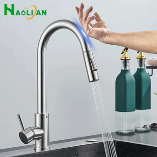 Sensor Torneira De Cozinha Do Pull Out, Controle Sensível Do Toque, Torneira Do Misturador, 360 Rotação, 2 Modos