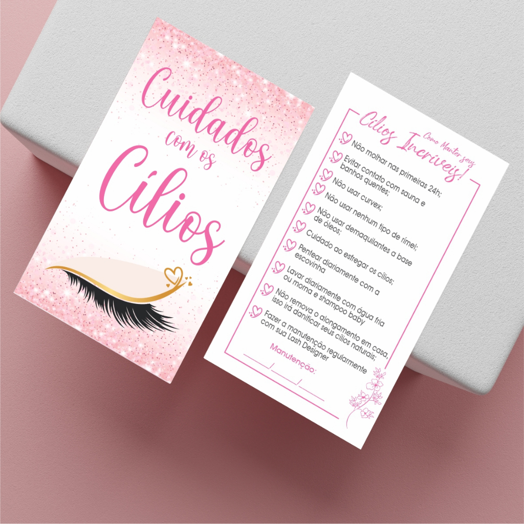 100 Tag cartões cuidados com alongamento de cílios