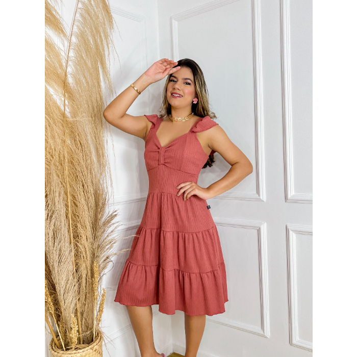 Kairós vestido de alça com saia 3 marias
