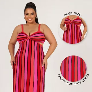 Mari Costa Tricot Vestido Erika Plus Size Moda Feminina Tricô Conforto Tamanho Grande Festa