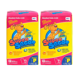 Kit com 2 Fralda Descartável Super Secão Cães Fêmeas 12 Unidades Tam P