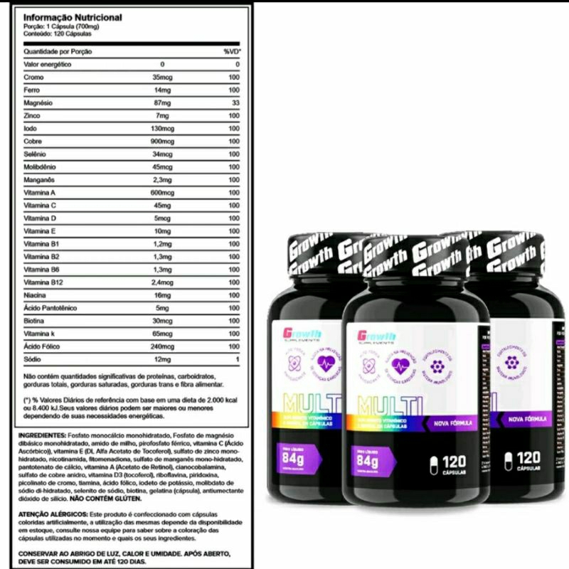 Multivitamínico Growth Supplements 120 doses original VALIDADE: 03/25