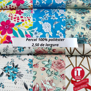 Tecido Percal Microfibra estampado100% poliéster (1m x 2,50) Lençol, fronhas, capa de almofadas