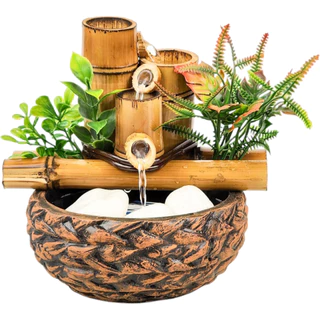 Fonte De Agua Decorativa Chafariz Sizal Cascata Quedas Bica Bambu Zen