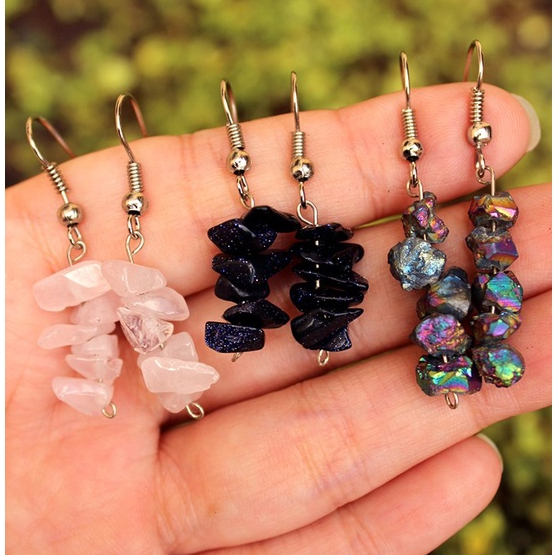 Par de Brincos Pedras Naturais | Shopee Brasil