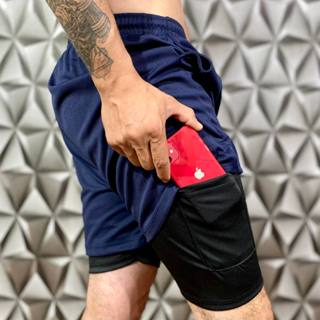 Bermuda Esportiva - Short 2 em 1 Duplo Academia