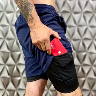 Bermuda Esportiva - Short 2 em 1 Duplo Academia