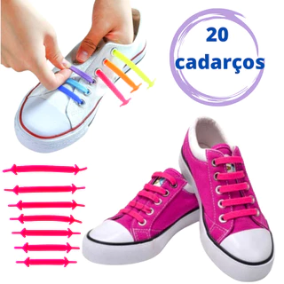 Cadarço De Silicone Elástico Flexivel Para Tenis Adulto Infantil 20 Peças
