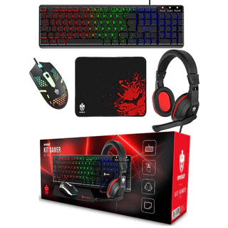 Kit Gamer Teclado Semi-mecânico + Mouse RGB + Mouse Pad + Headset - Compatível com Computador Notebook e Vídeogame