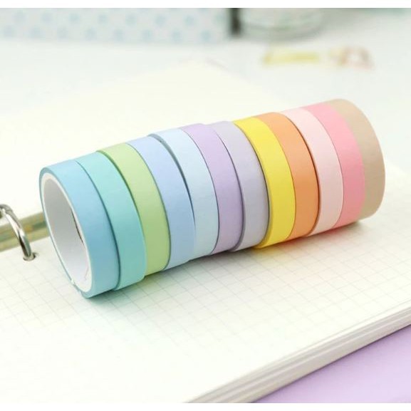 Washi Tape Tons Pastel 12 cores - Decorar scrapbooking DIY - Papelaria fofa Kawaii