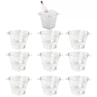 KIt 10 Baldes De Gelo Organizador Bebidas Champanheira Acrilico 4,25litros