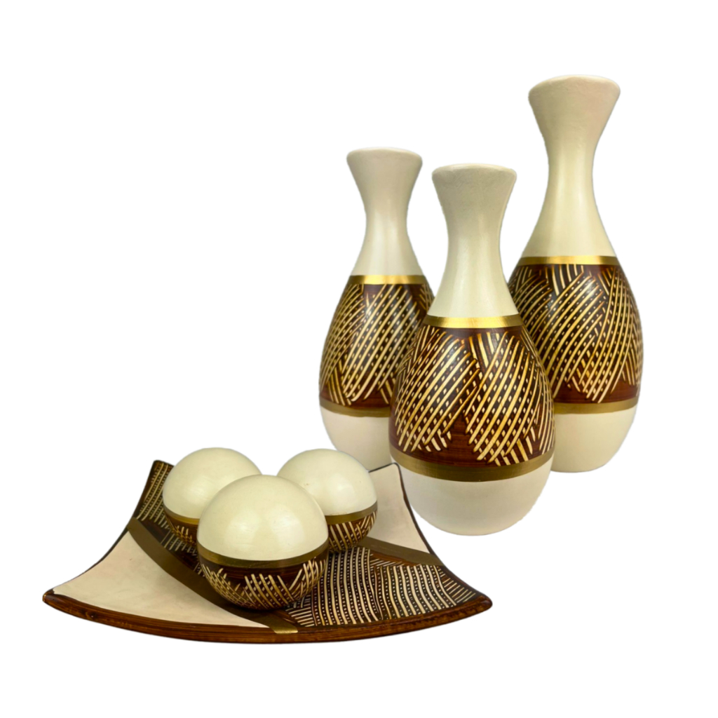 Kit Ceramica Vasos Enfeite Decoração Rack Sala Aparador