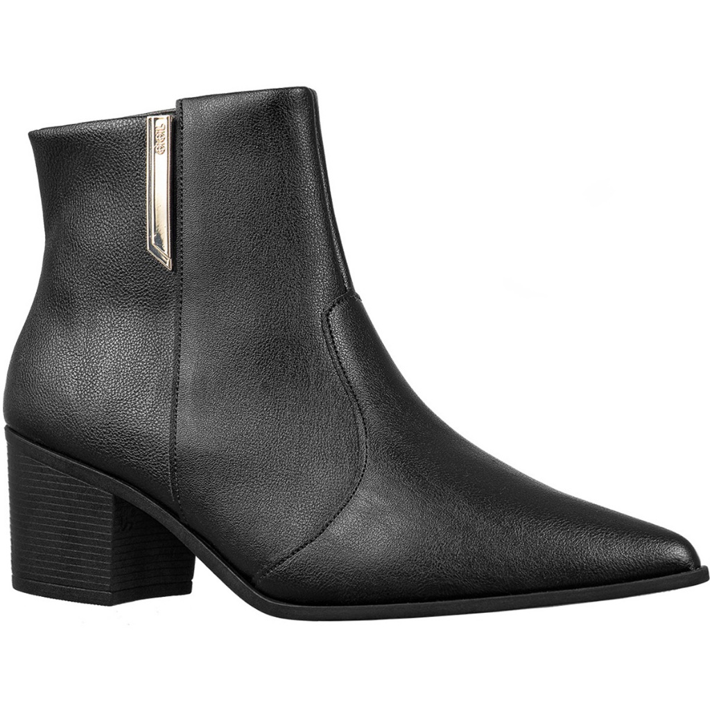 Bota Feminina GiGiL Bico Fino Cano Médio Salto Grosso Médio Detalhe Lateral Confortável Moda Atual Blogueira