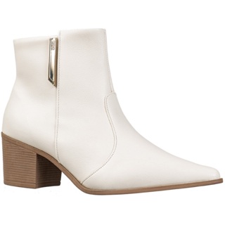 Bota Feminina GiGiL Bico Fino Cano Médio Salto Grosso Médio Detalhe Lateral Confortável Moda Atual Blogueira