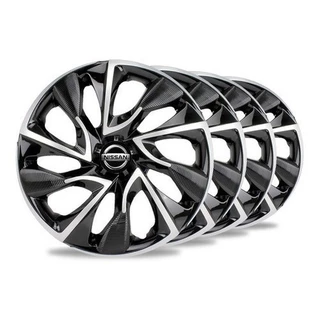 Kit 4 Calota Esportiva Ds4 Aro 13/14/15 Preta Prata Nissan March Versa Sentra Kicks Tiida