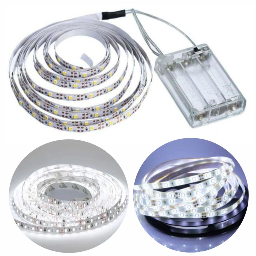 Fio Fita LED 120 Lâmpadas Luz branca LED 2m À Pilha