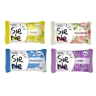 Kit Com 12 Sabonetes Em Barra Siene 85g - Proteinas do Leite - Erva Doce - Rosas Vermelhas - Lavanda