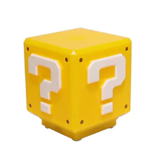 Abajur Luminária Sonora Amarela Interrogação Super Mario Question Block Games