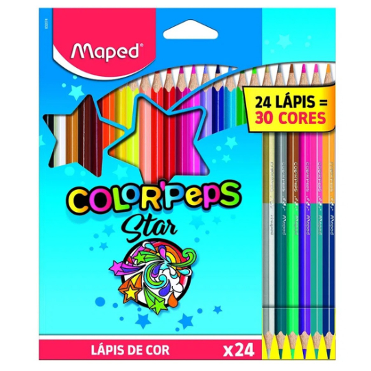 Lápis De Cor Color`Peps Star 30 Cores (6 Duos) - MAPED | Shopee Brasil