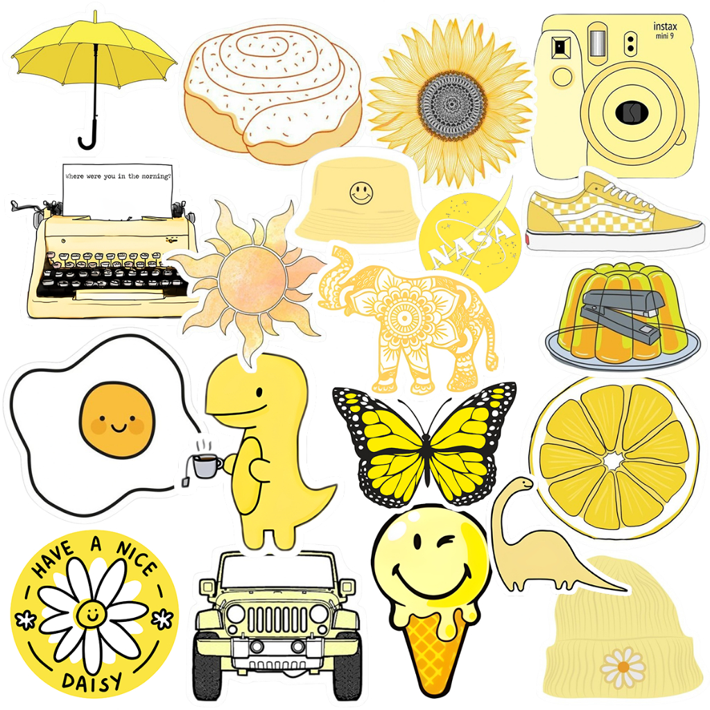 Pack Stickers- Adesivos Aesthetic Amarelo Impermeável - Personalização ...