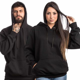 moletom blusa de frio canguru com capuz casaco liso inverno agasalho algodão unissex
