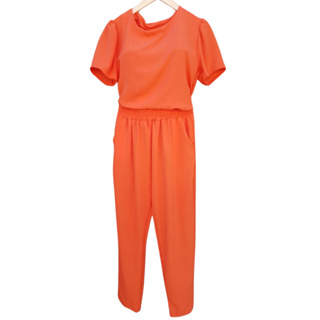 CONJUNTO FEMININO LISO CASUAL ELEGANTE TECIDO DUNA COM BLUSA E CALÇA - LARANJA