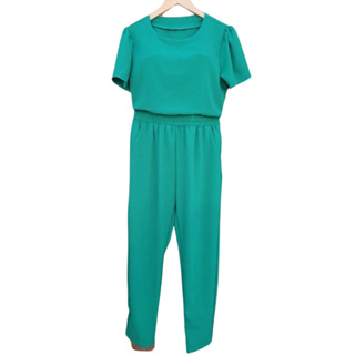 CONJUNTO FEMININO LISO CASUAL ELEGANTE TECIDO DUNA COM BLUSA E CALÇA - VERDE BANDEIRA