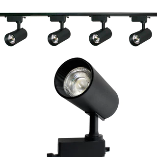 Kit Trilho Eletrificado 1m Preto + 4 Spots Led 10w Luz Frio