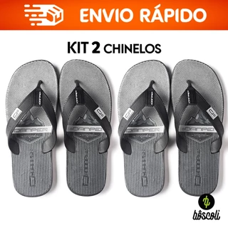 KIT 2 Chinelos Sandália de dedo Adulto Masculino Original Danper PRETO Barcelona