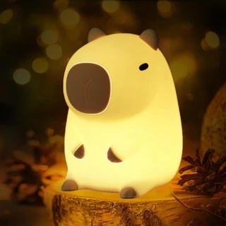 Luminária de Silicone Capivara Recarregável USB Timer de Sono - Luz Noturna LED