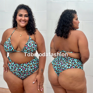 Biquíni Plus Size Cintura Alta E Babado Na Barriga